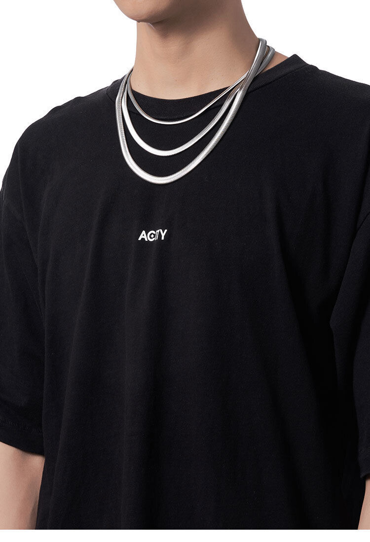 Unisex Titanium Steel Flat Snake Bone Necklace Stylish Retro Hip Hop Punk Gift
