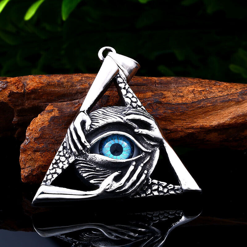 Cool Retro Punk Vintage Wolf Totem Valknut Pendant Biker Titanium Steel Necklace