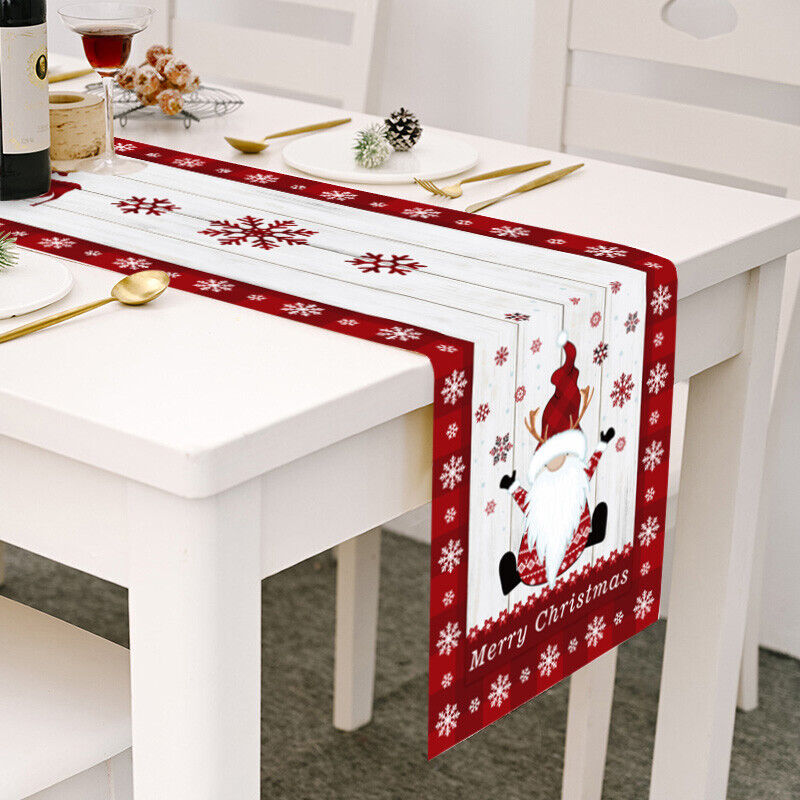 Christmas Tables Runner Tablecloth Home Dinning Table Flag Xmas Decor Cotton Lin