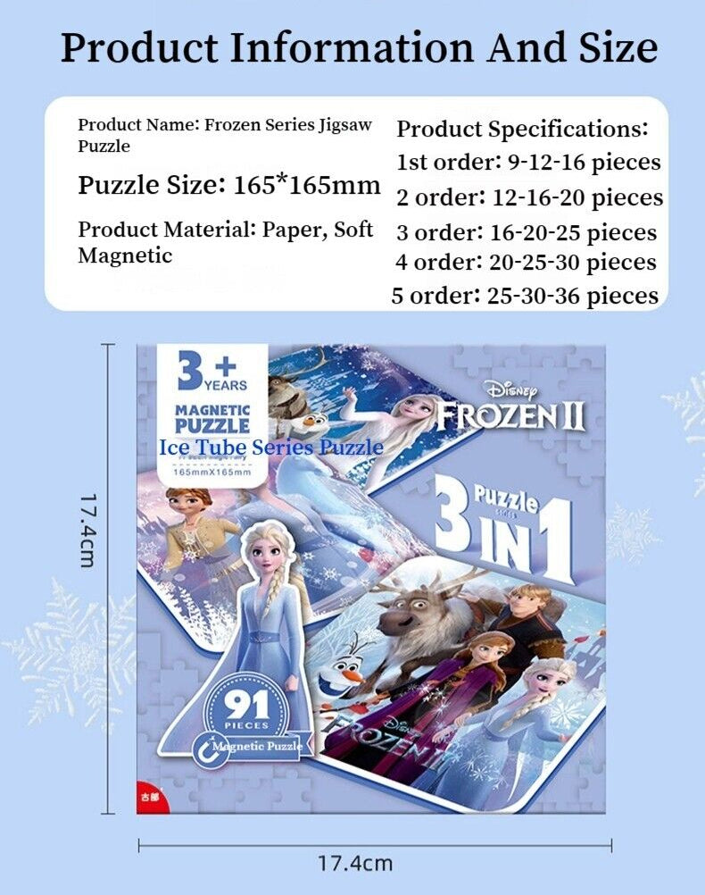 3 In 1 Children Puzzle Ice Elsa Princess Toddler Magnetic Game Elsa Girl Toys