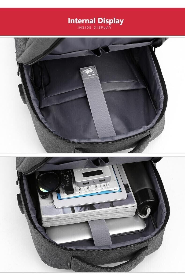 Unisex Waterproof Double Shoulder Backpack USB Sports Travel Bag Laptop Bag