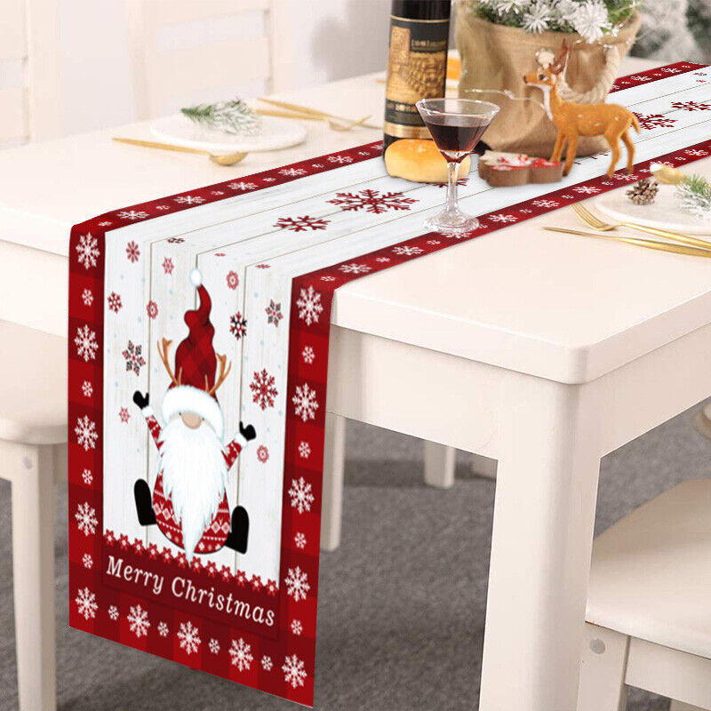 Christmas Tables Runner Tablecloth Home Dinning Table Flag Xmas Decor Cotton Lin