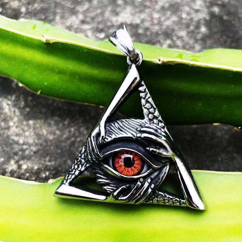 Cool Retro Punk Vintage Wolf Totem Valknut Pendant Biker Titanium Steel Necklace