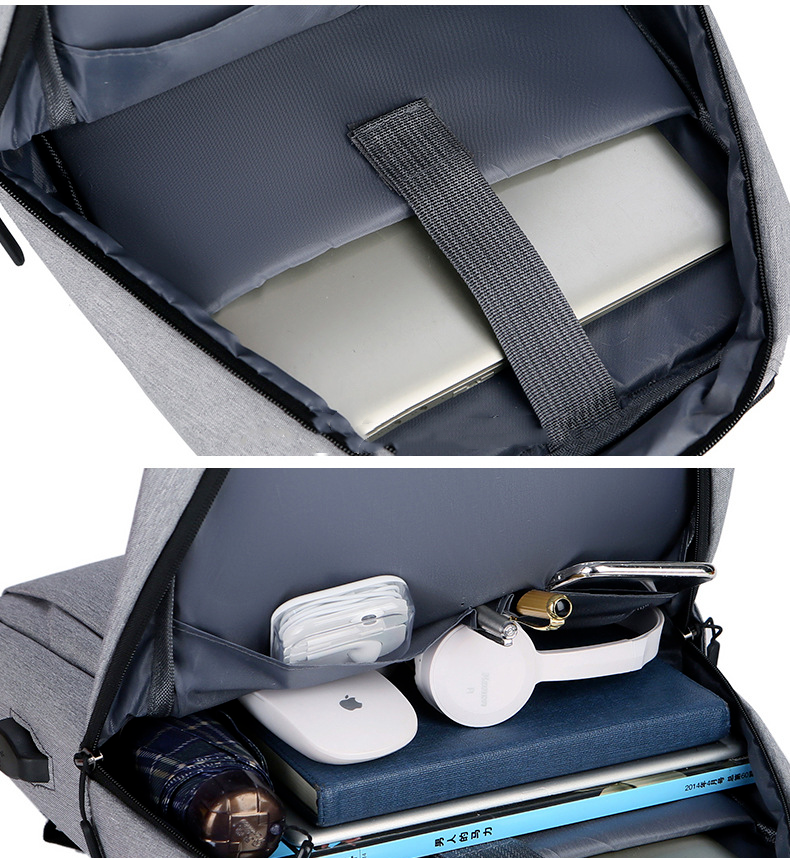 Unisex Waterproof Canvas Backpack USB Schoolbag Travel Laptop Business Bag