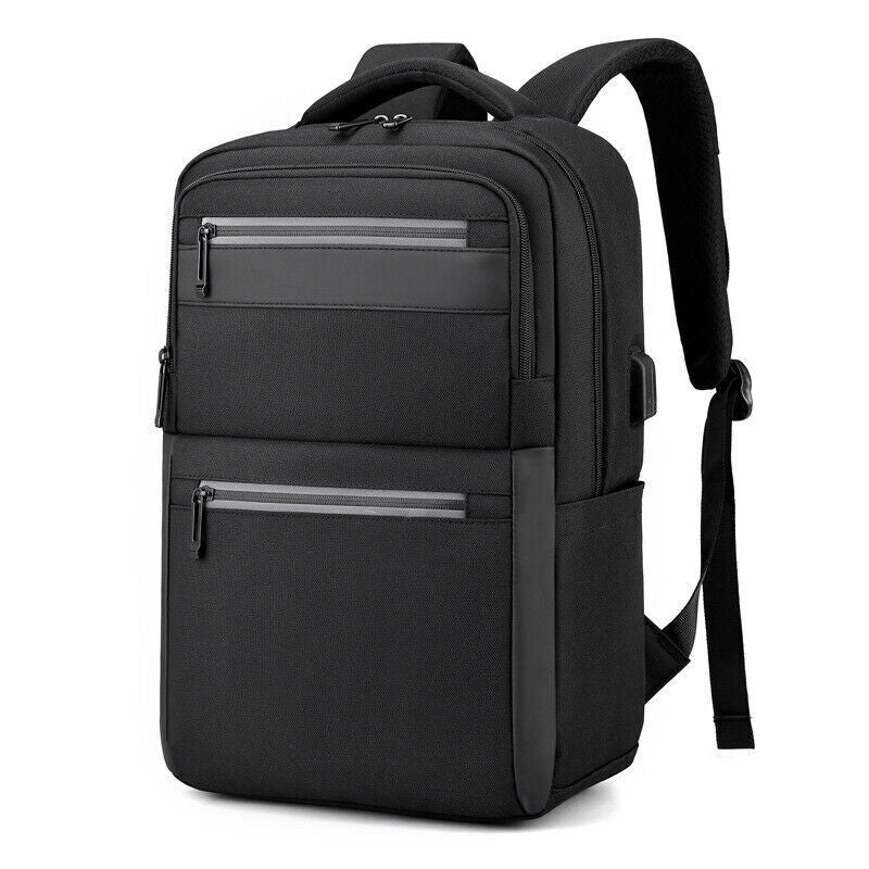Unisex Waterproof Double Shoulder Backpack USB Sports Travel Bag Laptop Bag