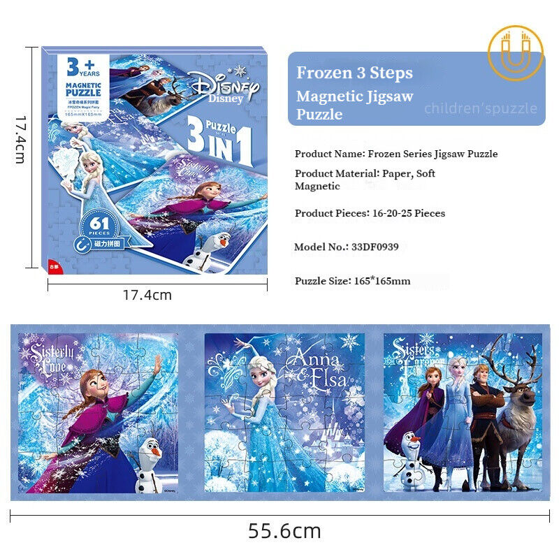 3 In 1 Children Puzzle Ice Elsa Princess Toddler Magnetic Game Elsa Girl Toys