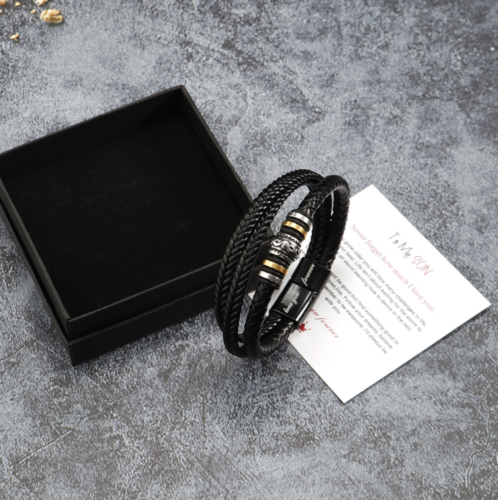 Men Cuff Vintage Wrist Rope PU Leather Bracelet Bangle Stainless Steel Buckle