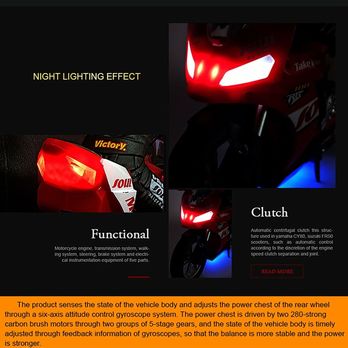 RC Self-Balancing Motorcycle Stunt Stand Remote Control Drift Motorbike Boy Gift