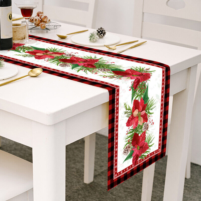 Christmas Tables Runner Tablecloth Home Dinning Table Flag Xmas Decor Cotton Lin