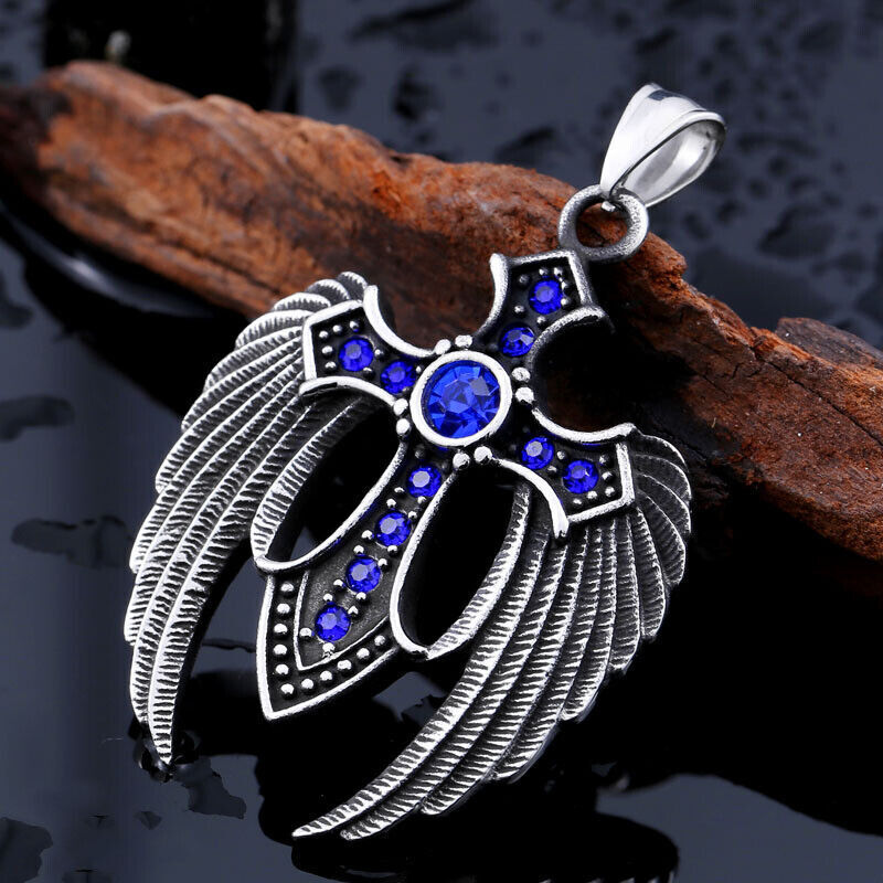 Cool Retro Punk Vintage Wolf Totem Valknut Pendant Biker Titanium Steel Necklace