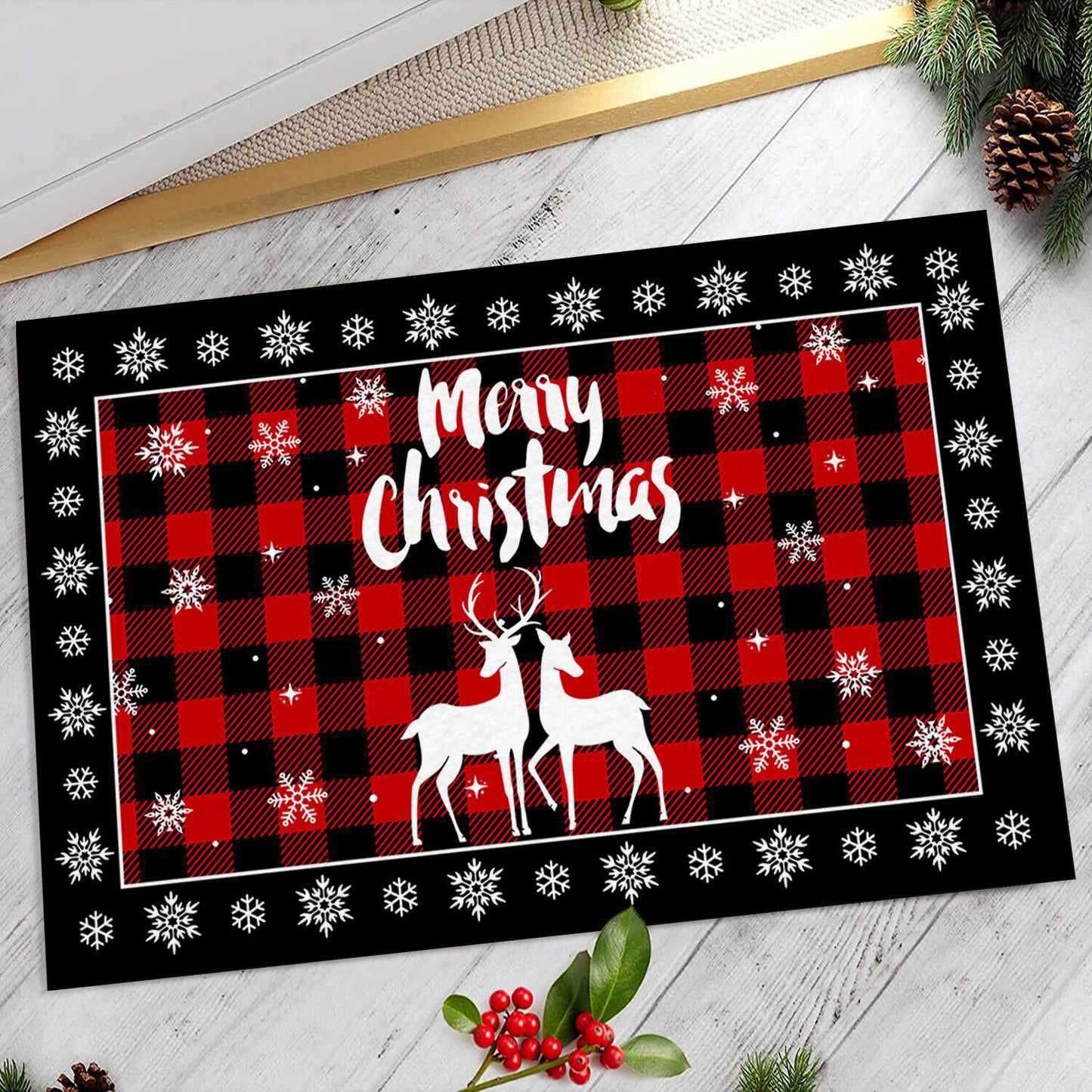 Absorbent Washable Floor Mat Non-Slip Xmas Theme Home Decor Soft Bath Floor Mat