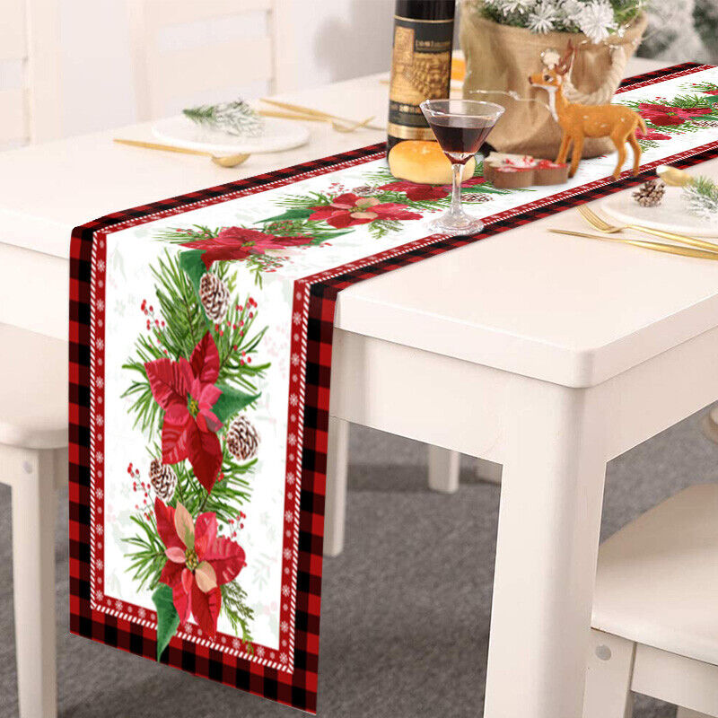 Christmas Tables Runner Tablecloth Home Dinning Table Flag Xmas Decor Cotton Lin