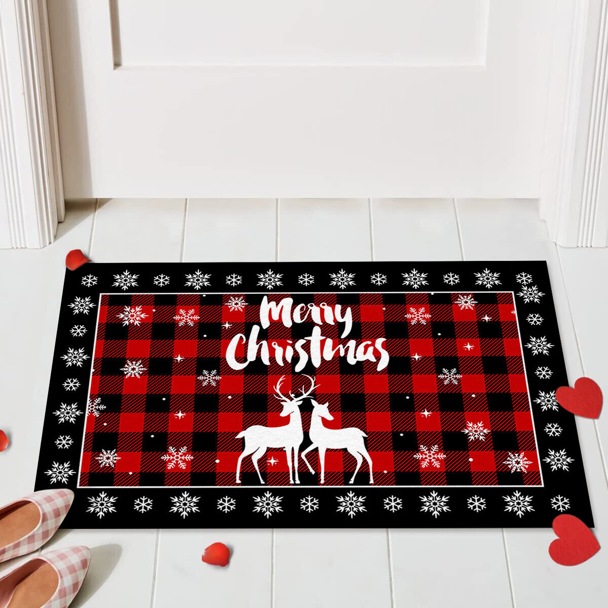Absorbent Washable Floor Mat Non-Slip Xmas Theme Home Decor Soft Bath Floor Mat