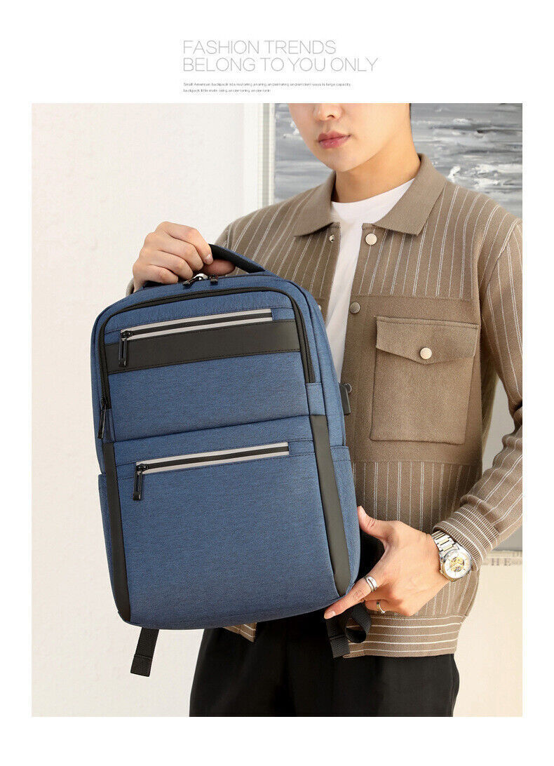 Unisex Waterproof Double Shoulder Backpack USB Sports Travel Bag Laptop Bag