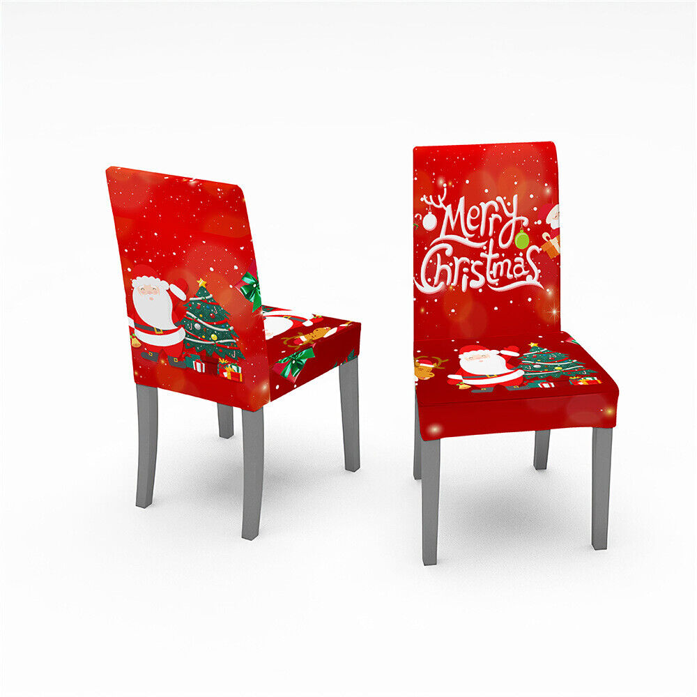Christmas Dining Chair Covers XMAS Party Decorations Santa Claus Seat Cover