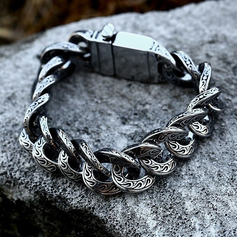 Carved Pattern Vintage Creative Personality Stainless Steel Fashion Bracelet