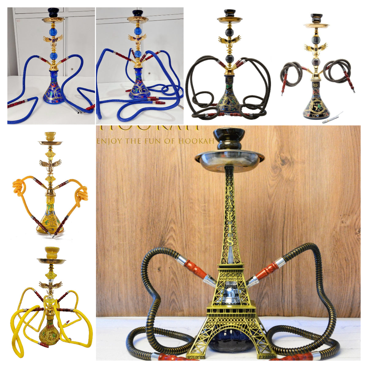 Handmade Traditional Gift Eagle Eiffel Tower Shisha Double or Four Hose Hookah