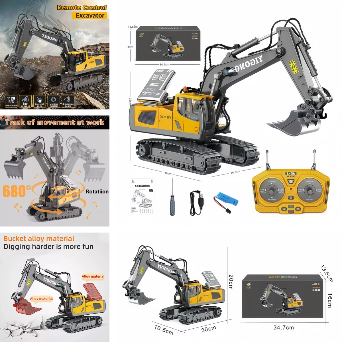 Construction Vehicle RC Toy Excavator Crawler Bulldozer Dump Truck Tipper Loader