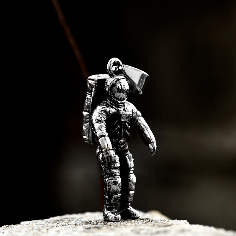 Unisex Mix Theme Fashion Retro Space Astronaut Pendant Titanium Stainless Steel Necklace