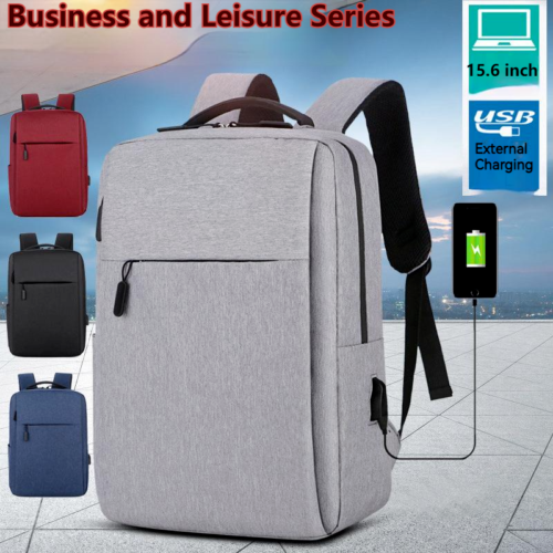 Unisex Waterproof Canvas Backpack USB Schoolbag Travel Laptop Business Bag