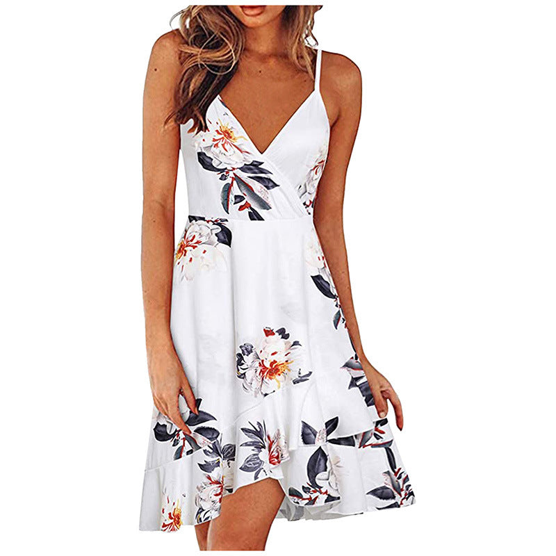 Women Fashion Sexy Spaghetti Straps Sleeveless Backless V Neck Dress