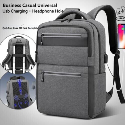 Unisex Waterproof Double Shoulder Backpack USB Sports Travel Bag Laptop Bag