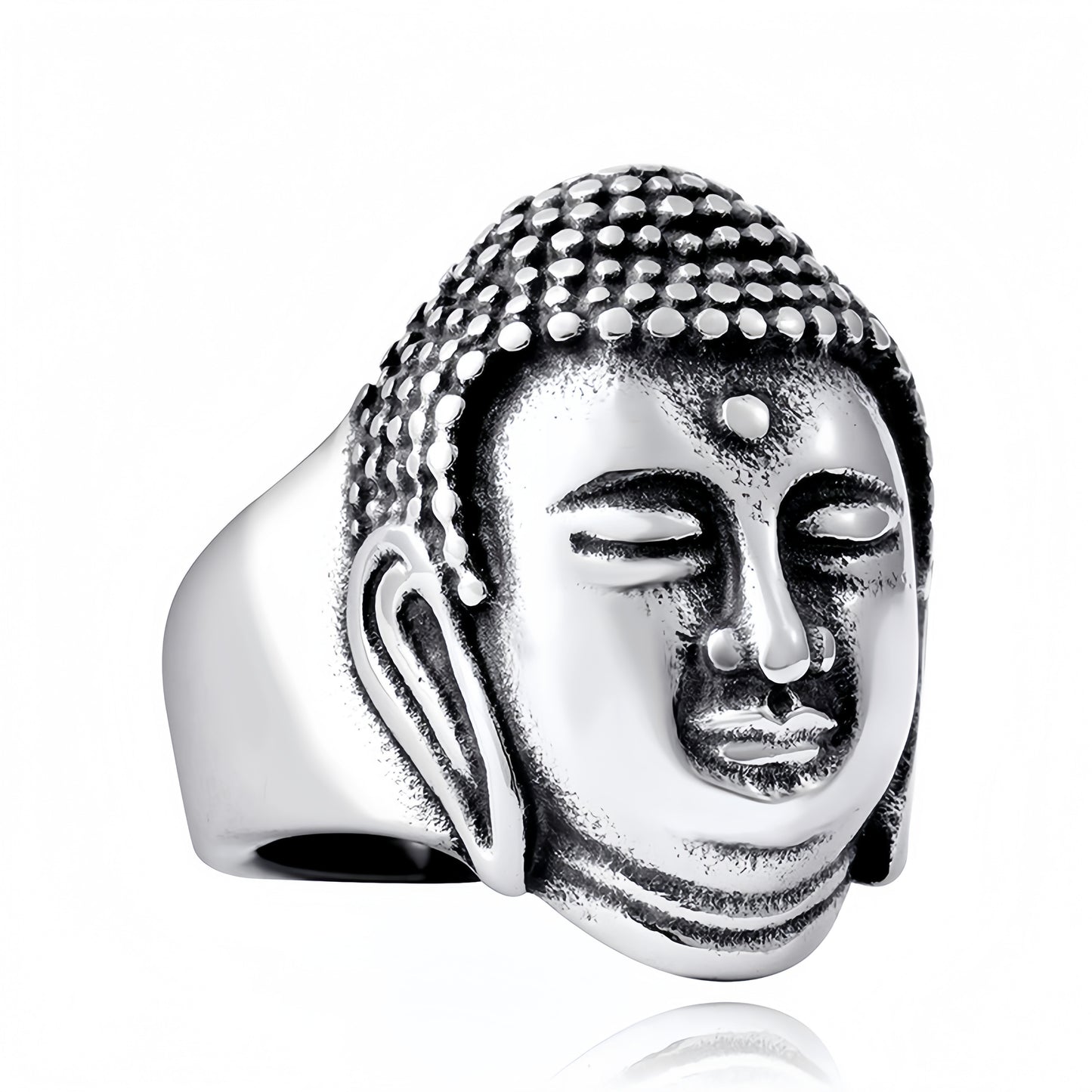Men Buddha Head Ring Vintage Shakyamuni Religious Buddhist Statement Jewelry Gift # R90