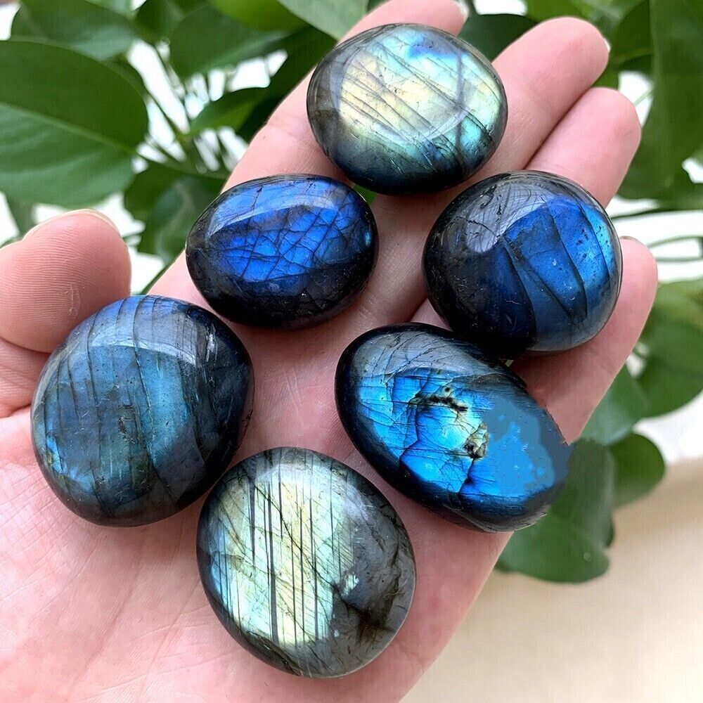 Natural Raw Blue Moonstone Labradorite Yoga Hot Compress Stone Mineral Specimen
