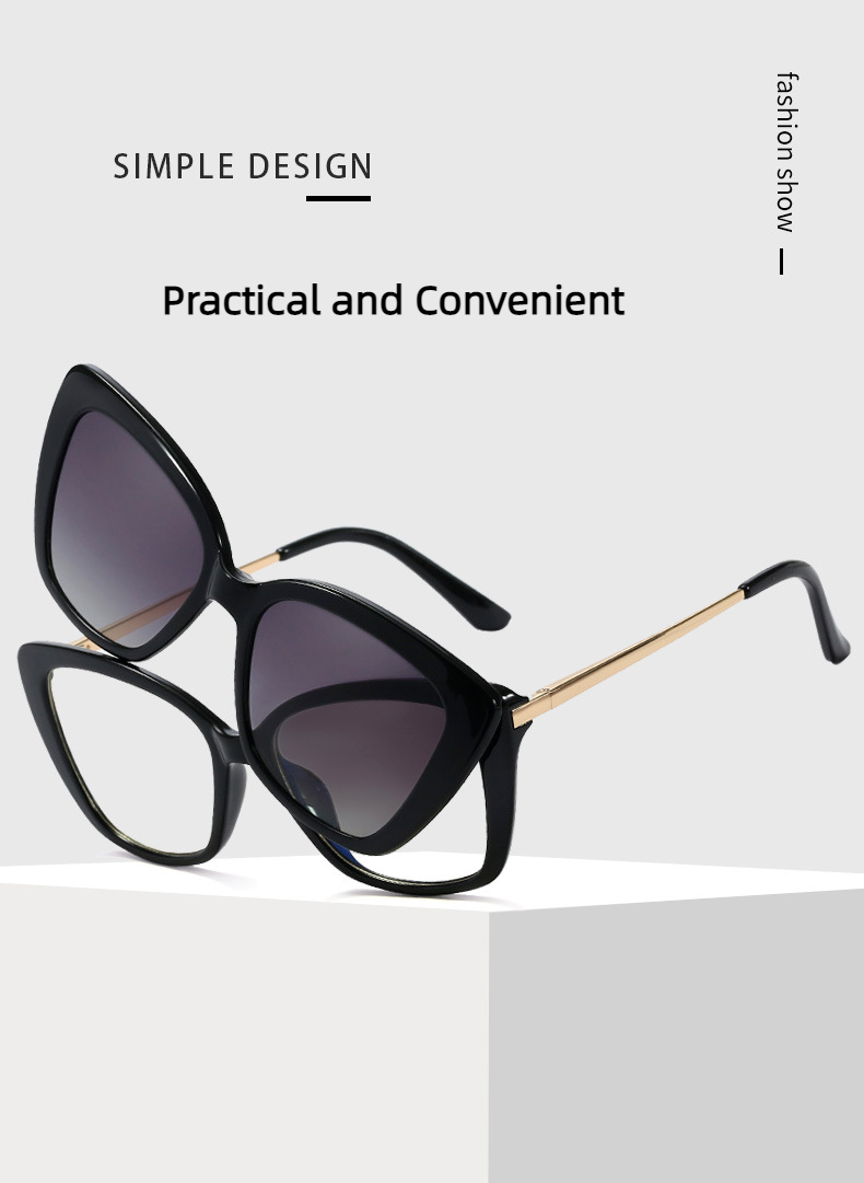 Women's UV400 Polarised Antiblue Light Magnetic Glasses Clips Sunglasses Set