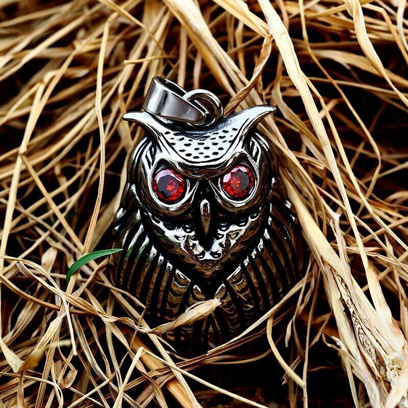 Cool Retro Punk Owl Dragon Mythical Angel Skull wing Titanium Steel Necklace