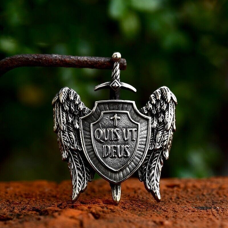 Cool Retro Punk Owl Dragon Mythical Angel Skull wing Titanium Steel Necklace