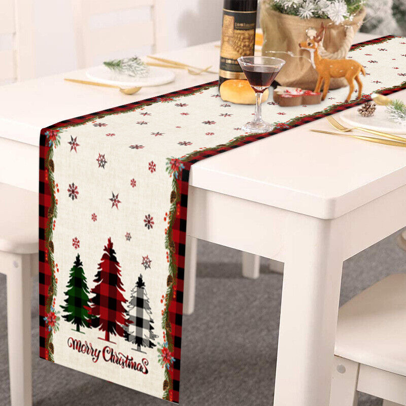 Christmas Tables Runner Tablecloth Home Dinning Table Flag Xmas Decor Cotton Lin