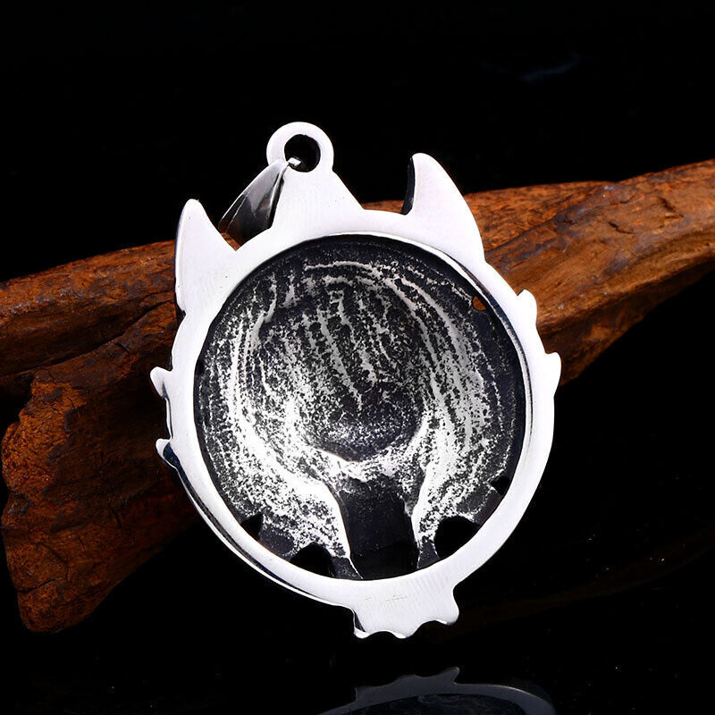 Cool Retro Punk Vintage Wolf Totem Valknut Pendant Biker Titanium Steel Necklace