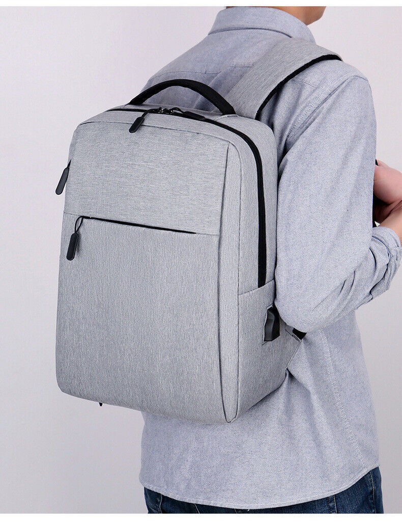 Unisex Waterproof Canvas Backpack USB Schoolbag Travel Laptop Business Bag