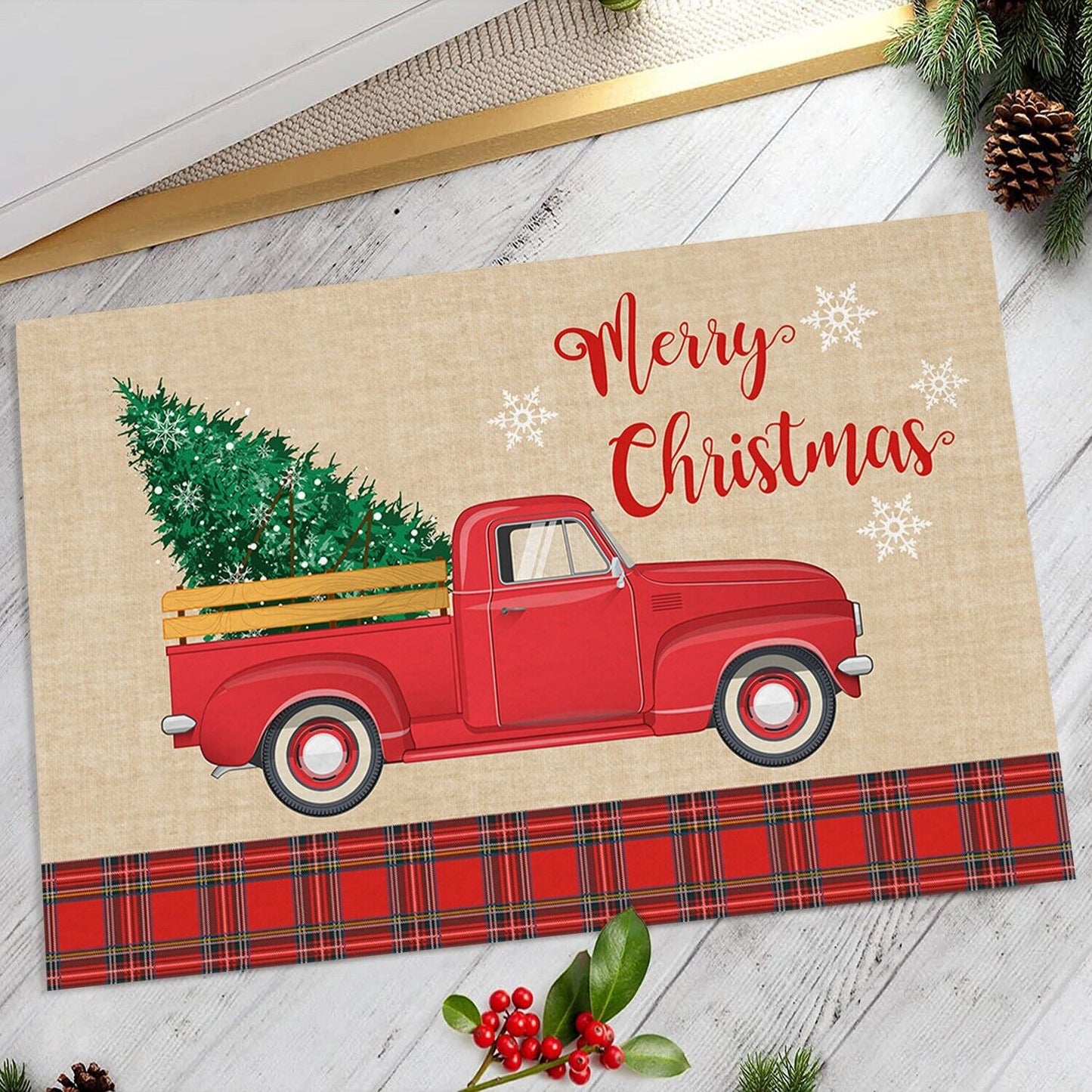 Absorbent Washable Floor Mat Non-Slip Xmas Theme Home Decor Soft Bath Floor Mat