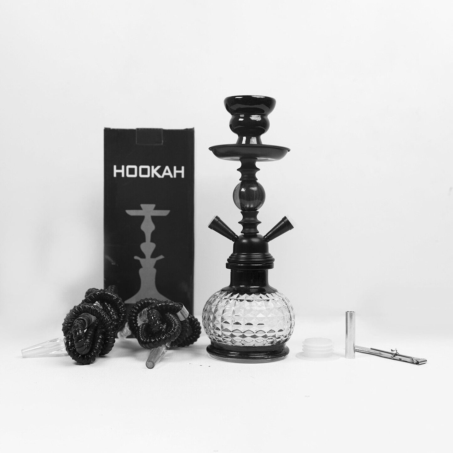 Traditional Gift Collectible 2 Hose Premium Shisha Hookah Complete Set Black