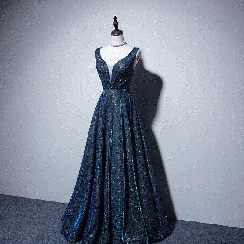 Women Formal Glittery Evening Wedding Cocktail Prom Bridesmaid Ball Gown Dress