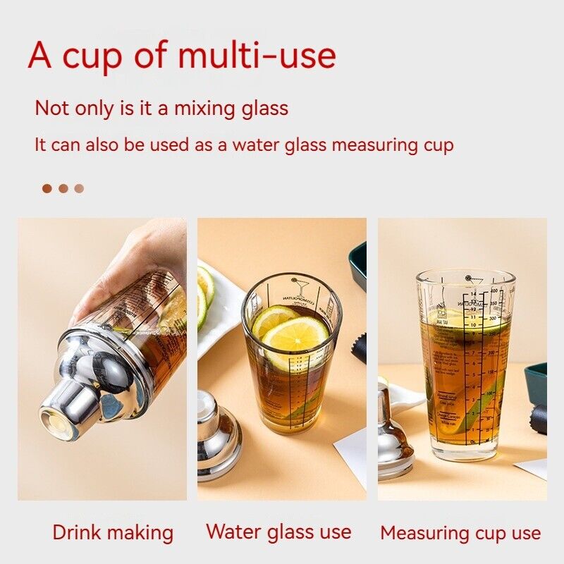 Cocktail Glass Shaker Cup Milk Tea Beer Lemon Hand Mixer Cup Coke Pot 400ML