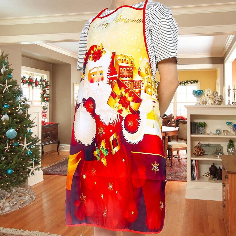 Christmas Festive Decorations Fabric Printed Snowman Xmas Apron Party Ambiance