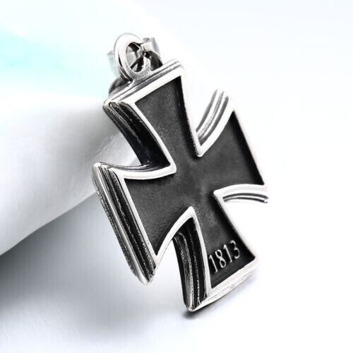 Unisex Mix Theme Retro Flame Cross Titanium Steel Pendant Simple Fashion Necklace