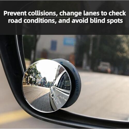 Blind Spot Car Round Mirror 2pcs Wide Angle Adjustable Rear Side Conves View