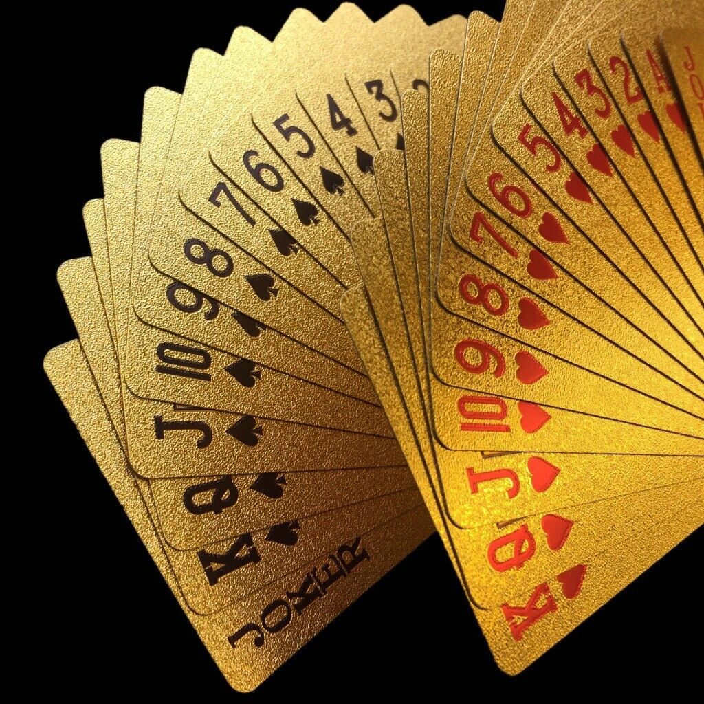 Waterproof PVC Poker Playing Cards Set Games Deck Pokers Gold Plated Magic Tool