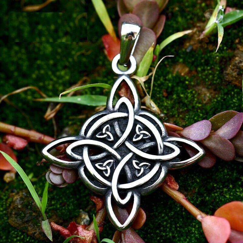 Cool Retro Punk Vintage Wolf Totem Valknut Pendant Biker Titanium Steel Necklace