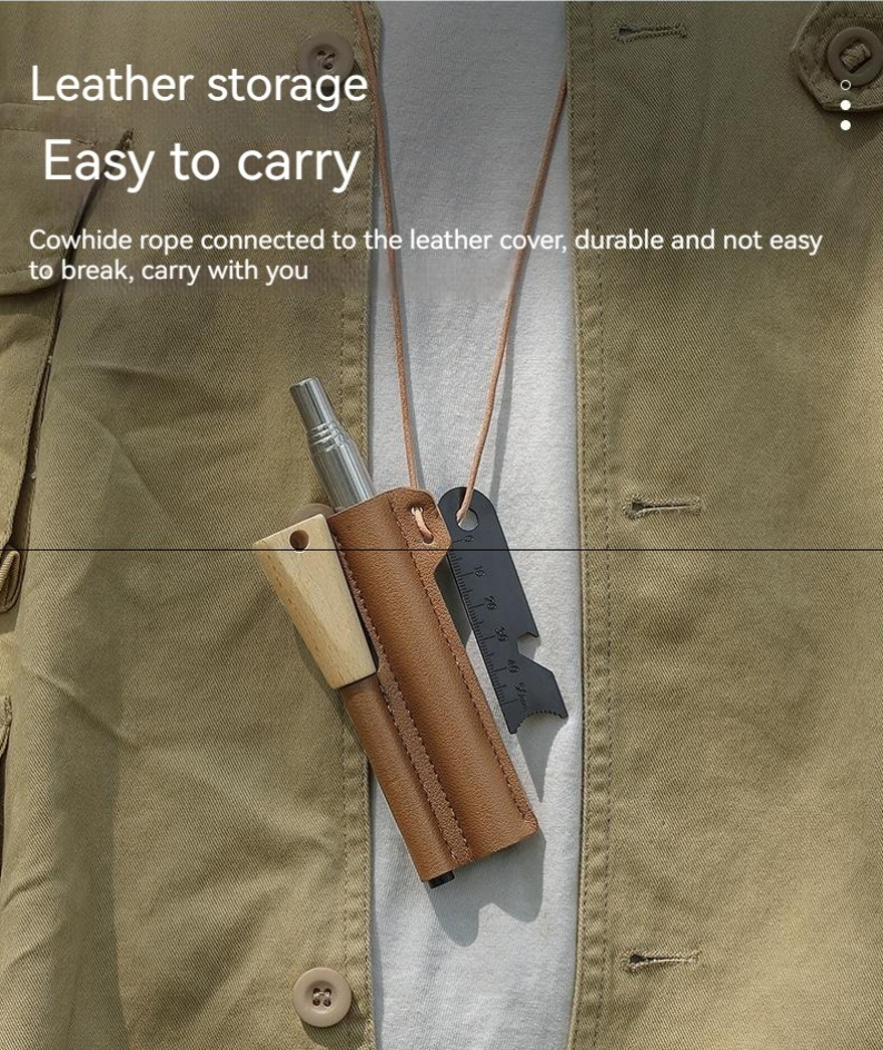 Camp Multifunctional Retractable Stainless 5 Section Blowpipe Flint Stick Set
