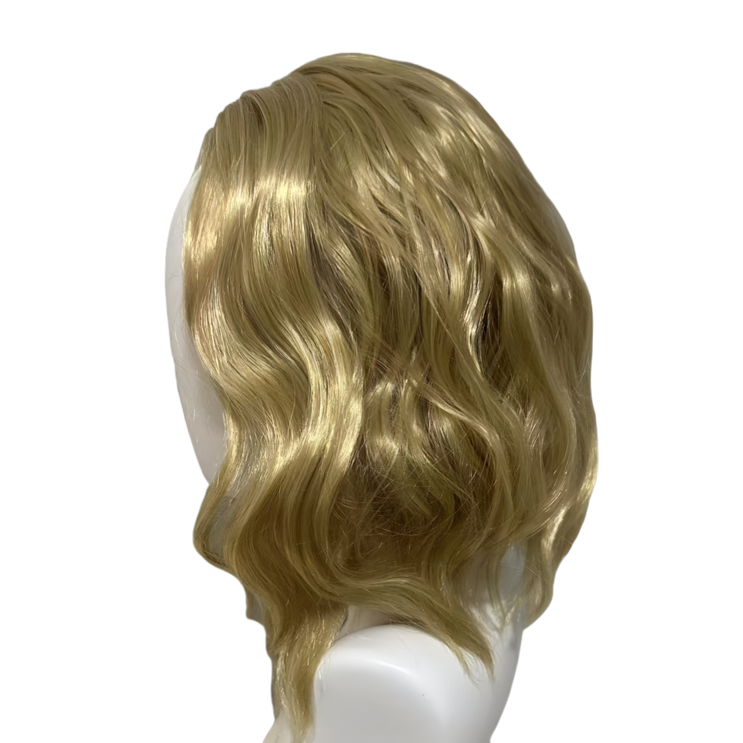 Women Shoulder Length Synthetic Hair with Middle Part Short Blonde Wavy Bob Wig # 1291