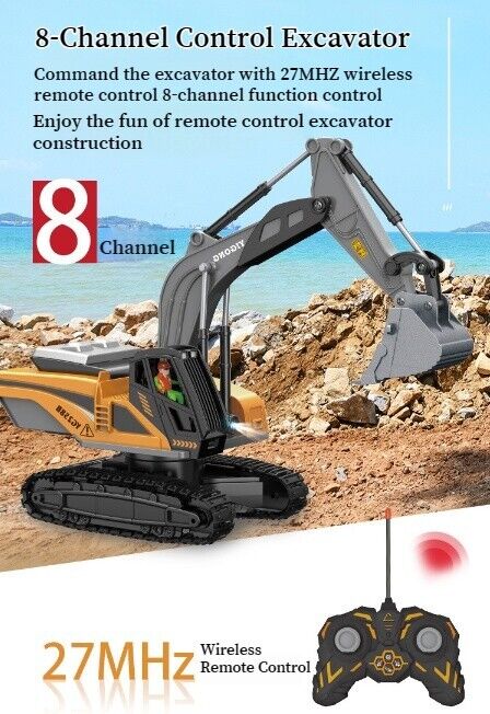 8CH Alloy Remote Control Excavator Dump Truck Boys Engineering Car Toy Xmas Gift