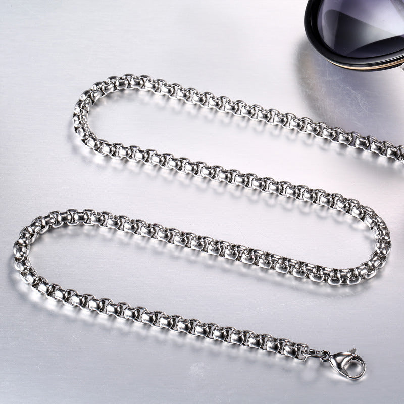 Basic Punk Stainless Steel Single Link Square Rolo Chain Necklace for Men Women