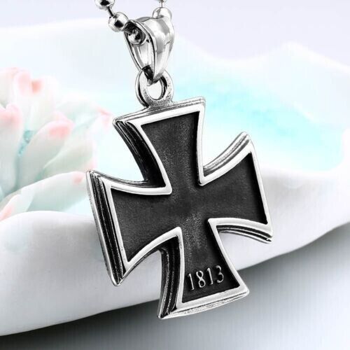 Unisex Mix Theme Retro Flame Cross Titanium Steel Pendant Simple Fashion Necklace