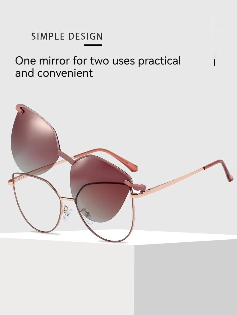 Women Anti Blue Ray Magnetic Suction Clip UV400 Polarized Two Use Sunglasses Set