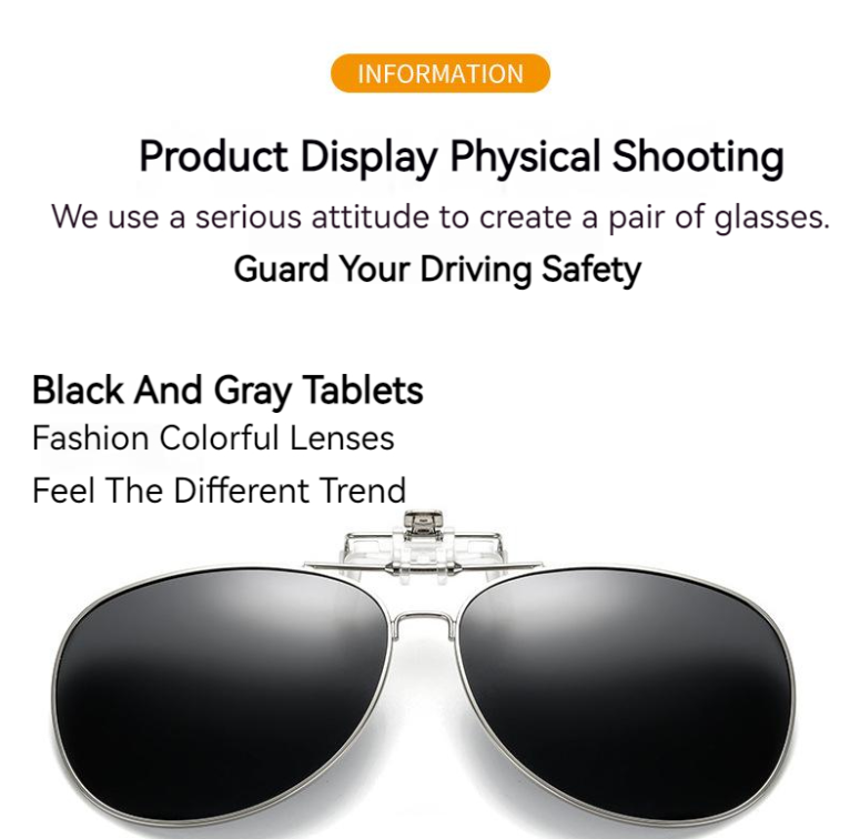 Unisex Polarized Flip-up Toad Style Metal Frame Sunglasses Clip-on Night Vision
